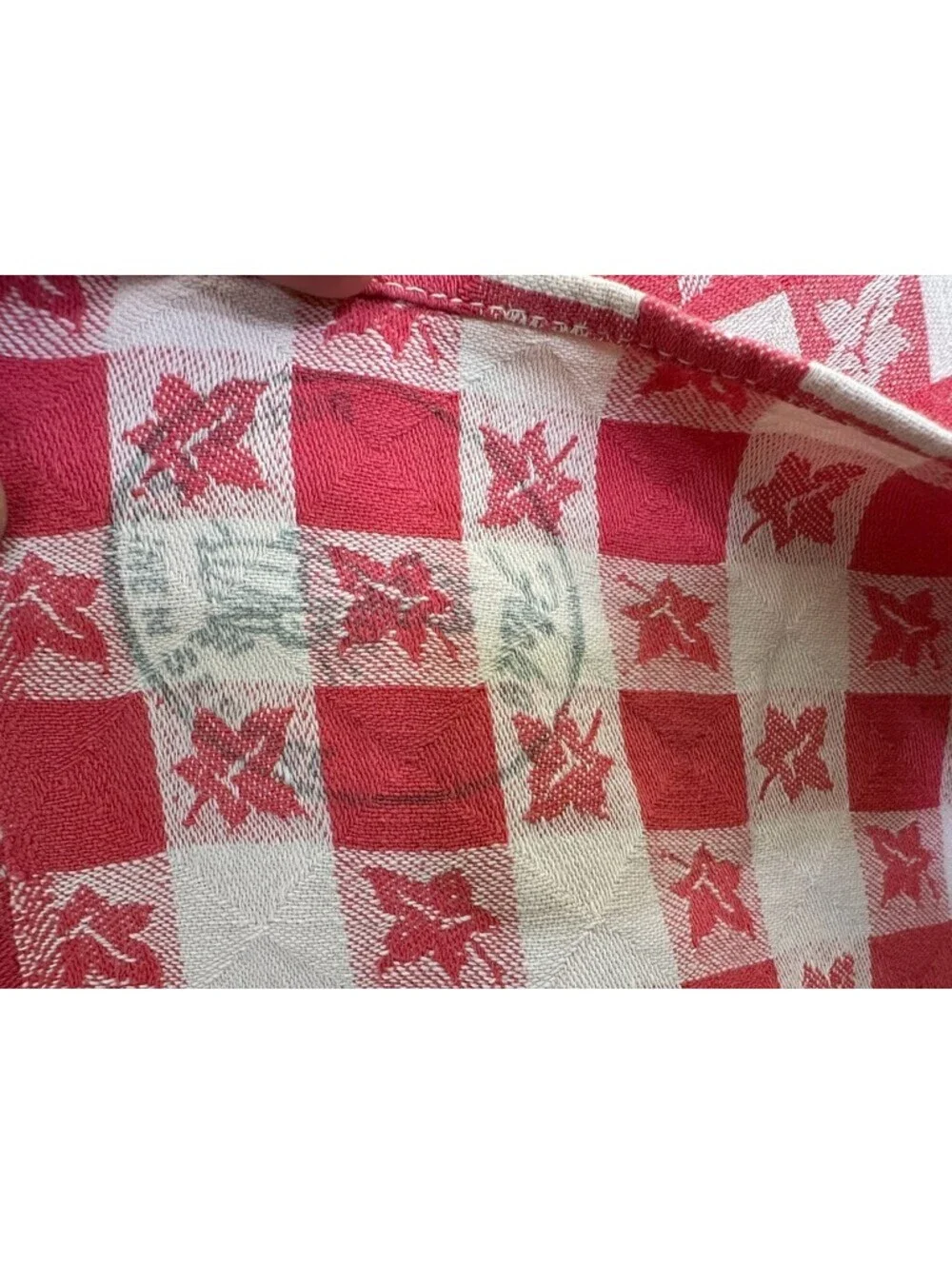 4 Vintage Commercial Use Tablecloths Red White Flower Leaves